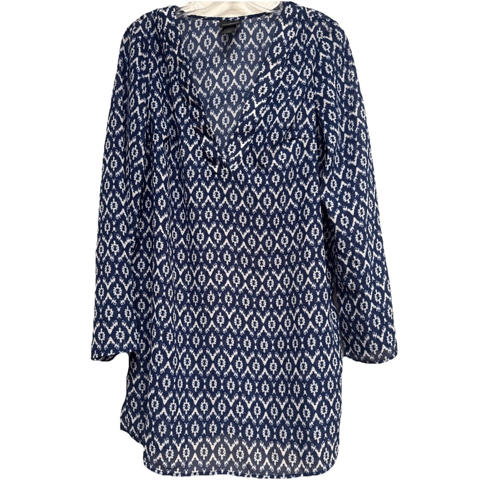 Cover 2 Cover‎ Swim Coverup Size M Cobalt Blue White Ikat Print